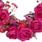 16" Pink Blooming Rose Buds Artificial Heart Shaped Valentine's Day Wreath